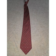 Tommy Hilfiger Mens Red Y2K Medallion 100% Italian Silk Necktie USA Made