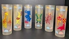 Vintage Mid Century Libbey Circus Animals Frosted High Ball Glasses - Set of Six