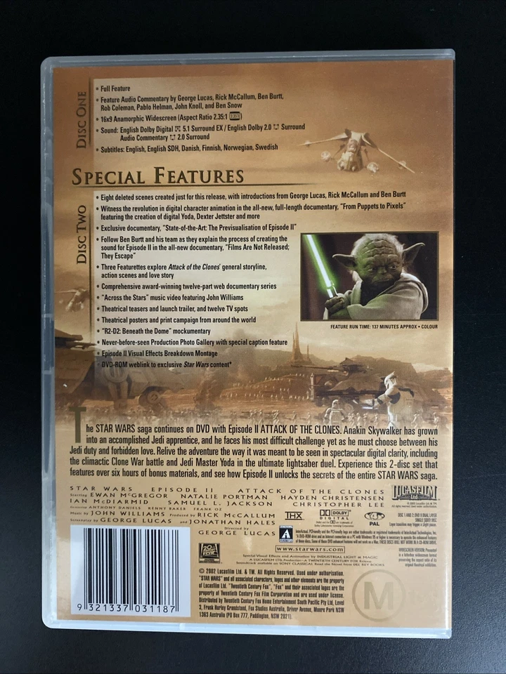 Star Wars - Episode II - Attack Of The Clones - (2 Disc DVD, 2001) FREE post - image 2 of 4