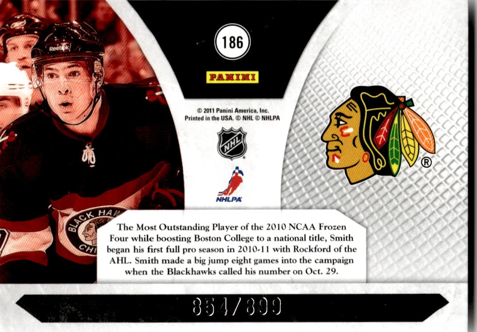 2010-11 Panini Luxury Suite Rookie Ben Smith RC /899 Chicago Blackhawks #186 - Image 2 of 2