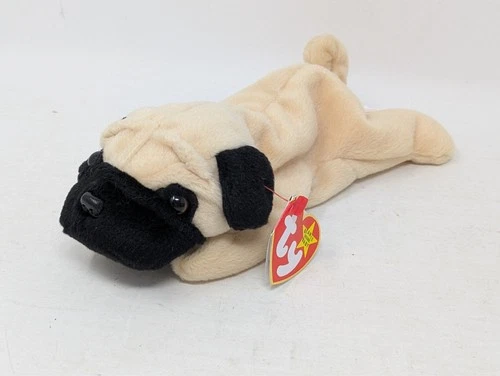 1996 Vintage Ty Beanie Baby - PUGSLY the Pug Dog - Plush Toy WITH TAG