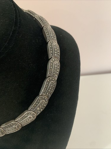 MASSIVE SIGNED JUDITH JACK STERLING SILVER MARCASITE COLLAR NECKLACE 16” 82 GR - Picture 11 of 19