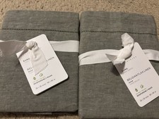 2 POTTERY BARN Belgian Flax Linen Shams EURO Size Potterybarn Sham LODEN color