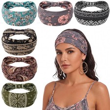 6Pack Boho Wide Headbands for Women, Knotted African Bandana  Nurse Headband...