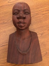 LARGE AFRICA PRINCESS HARDWOOD TEAK CARVING VGC ART ANTIQUE LADY FEMALE