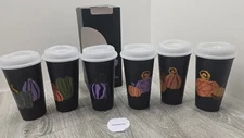  Starbucks - Reusable Hot Cups - 6 Pack - 2021 Halloween - Glow in the Dark NEW