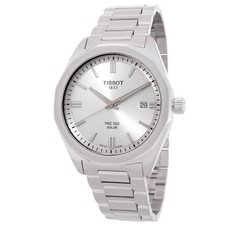 Tissot PRC Quartz Solar-Powered Silver Dial Watch T1514221103100