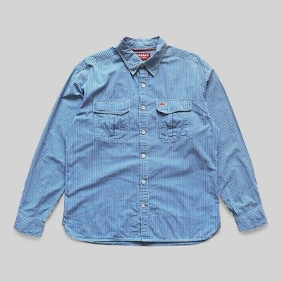 Simms Herren Blau Kariert Baumwolle Outdoor Angeln Knopfleiste Hemd - Größe L