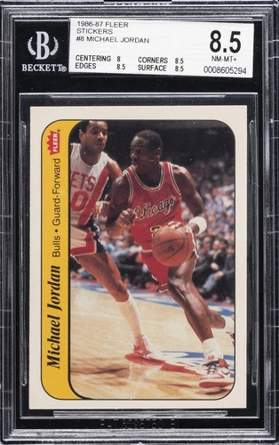 1986 FLEER STICKERS #8 MICHAEL JORDAN ROOKIE RC BGS 8.5