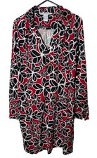 Diane Von Furstenberg DFV Black Red White Multi-Color Floral GOLDA Shift Dress 6