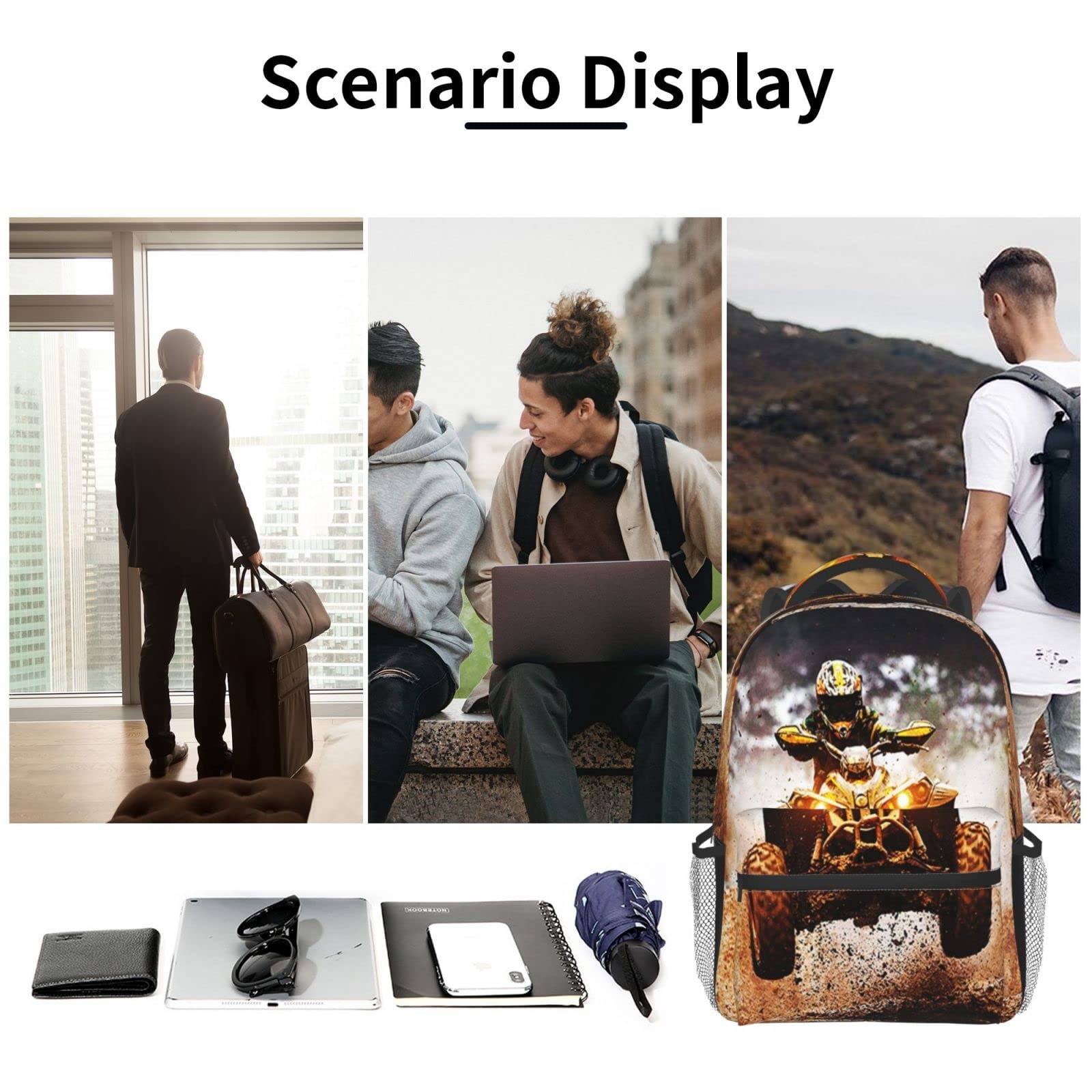 Backpack Dirt Quad Bike 4 Wheelers Off Road Ride on ATV, Travel Laptop Backpa...