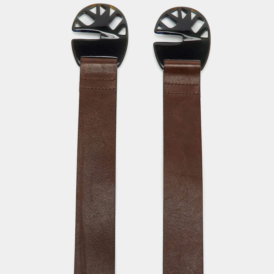 Cinturón Marni Marrón Oscuro Cuero Negro y Cintura Elástica 95CM Foto 4 de 4