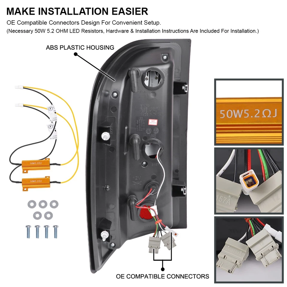 Black Fits 2007-2013 Chevy Silverado 1500 2500 3500HD LED Tube Tail Lights Lamps Foto 4 de 4