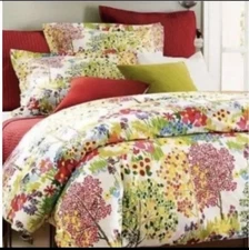 Pottery Barn Woodland Trees Paint By Numbers Euro Pillow Sham Organic Cotton HTF