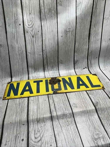 Vintage Porcelain Oil Field Sign - National Bullet Holes