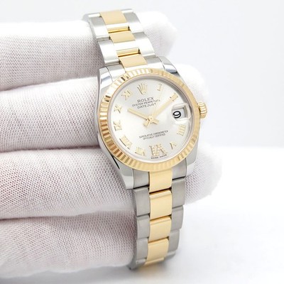 Rolex 178273 Datejust 18K/SS with Silver Diamond ''VI'' Roman Dial on Oyster