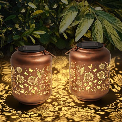 2-Pack Birthday Gifts for Women Mom Grandma Solar Lanterns Outdoor Waterproof...