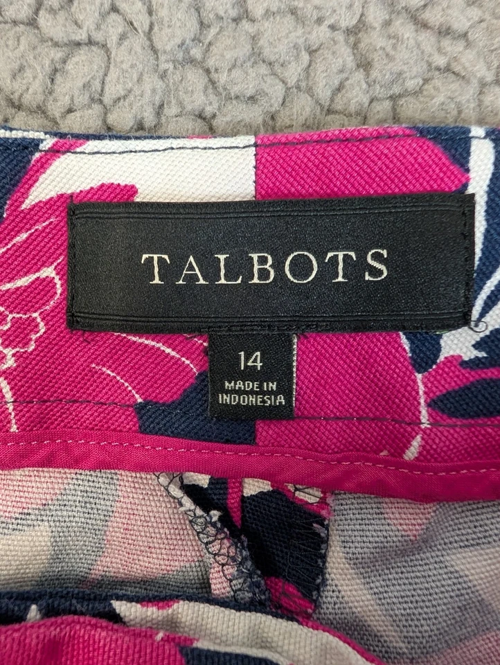 Chino Talbots The Weekend Corto Rosa Azul Floral Tropical Algodón Elástico Talla 14 Foto 3 de 4
