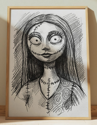 SALLY NIGHTMARE BEFORE CHRISTMAS DRAWING PRINT SKETCH 8'' x 10''  WALL ART