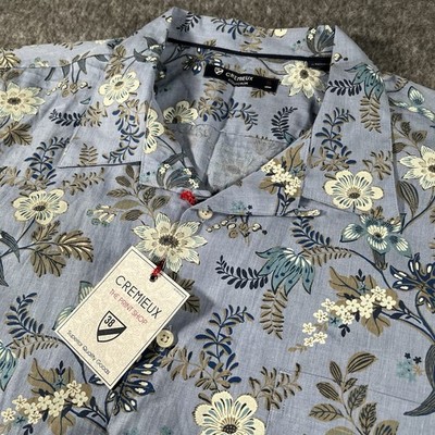 Cremieux Collection Men s Short Sleeve Button Up XL The Print Shop Floral Blue