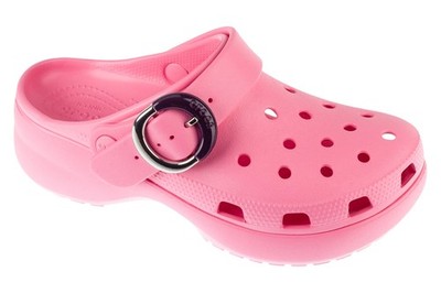 Badelatschen Damen, Crocs Classic Platform Dipped Buckle Clog, Rosa