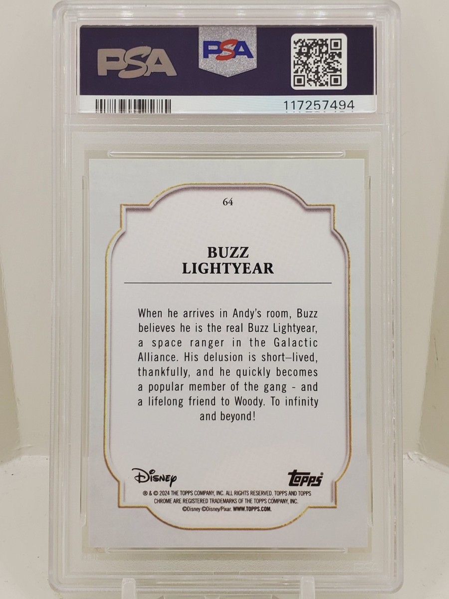 2024 Topps Chrome Disney Buzz Lightyear Green Refractor 48/99 PSA