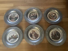 Set 6 THE GREAT AMERICAN REVOLUTION 1776 Pewter Plates Canton Ohio Collectible