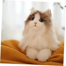 Stuffed Animals Handmade Realistic Cat Plush Toy for Elderly Adults White