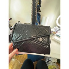 Chanel vintage double flap bag with chain shoulder bag. Black