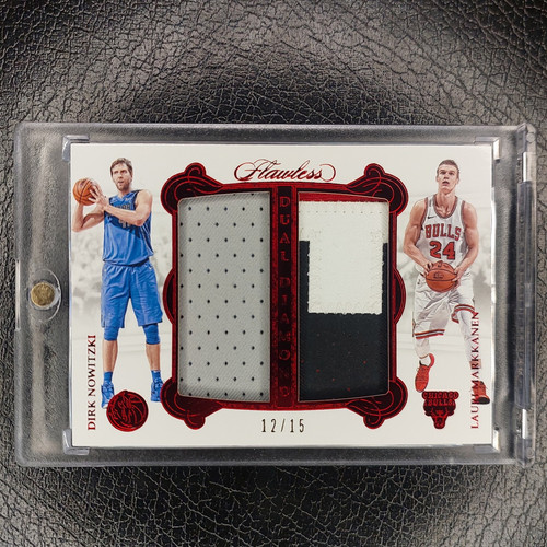 DIRK NOWITZKI + LAURI MARKKANEN /15 Rookie Patch Dual Diamond 2017-18 Flawless - Picture 1 of 2