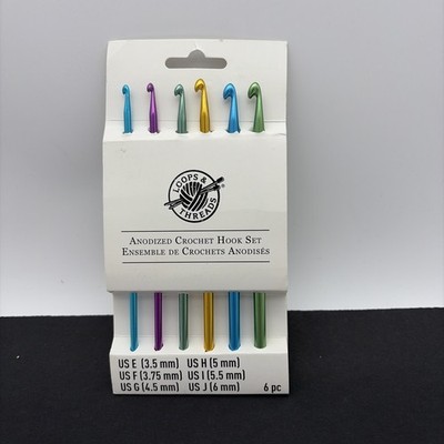 New 154168 Loops & Threads Anodized Aluminum Crochet Hooks Set/ E-J