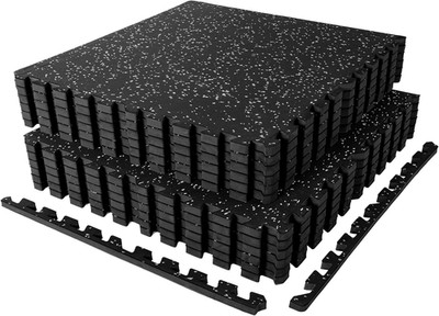 SUPERJARE 1'' Extra-Thick Rubber Top Exercise Mat, Puzzle Gym Flooring for Home G