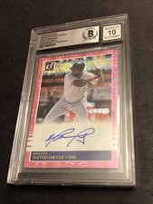 Beckett 10 Gem Mint Auto David Ortiz 2019 Retro Signed Donruss Pink Firework