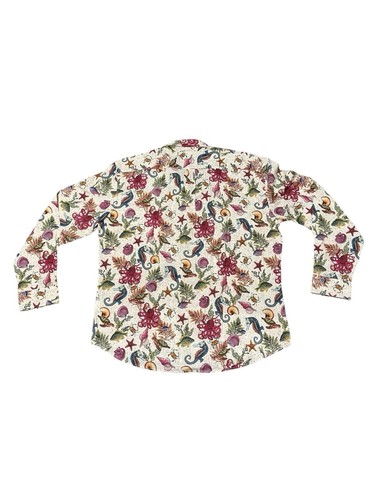 (Brand New) Yiume Shirt Mens Hawaiian Long Sleeve Shirt Starfish Fish (Size XXL) - Picture 10 of 14