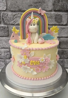 Unicorn Edible Fondant Cake Topper and Fondant Rainbow Cake Decorations Set - Image 1 of 4