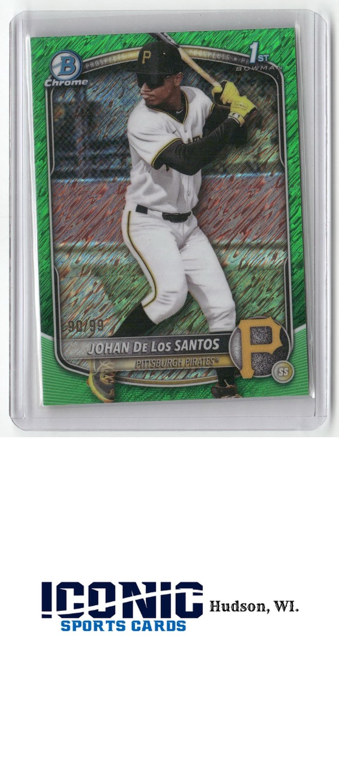 2025 Bowman Chrome #BCP-163 Johan De Los Santos Prospects Green Shimmer #/99