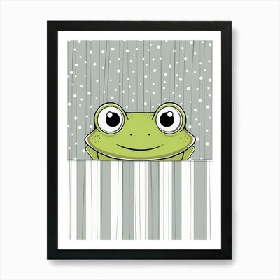 Frog In The Rain Art Print Framed Wall Art Poster Canvas Print Picture