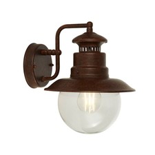 1 Light Rustic Brown Finish Outdoor Home Wall Porch Light Clear Glass Diffuser