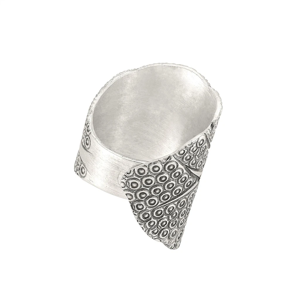 81stgeneration Argento Fine .999 Hill Tribe Anello Ampio di Albero con Foglia - Immagine 3 di 4