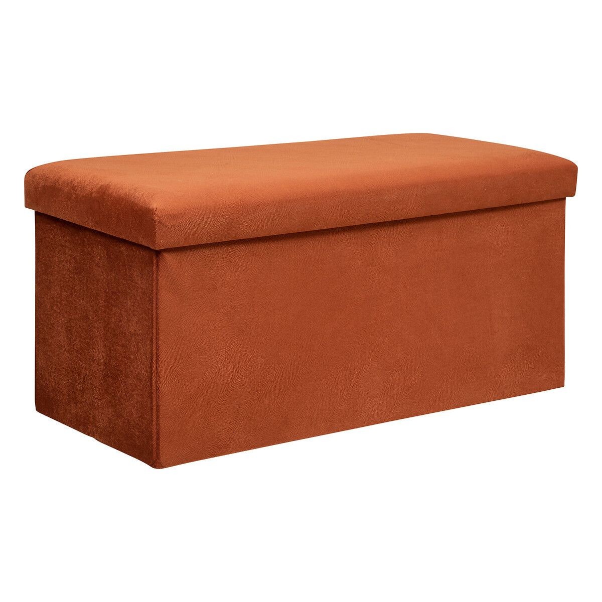 Banquette coffre pliable en velours terracotta 76cm Lilou pour rangement salon