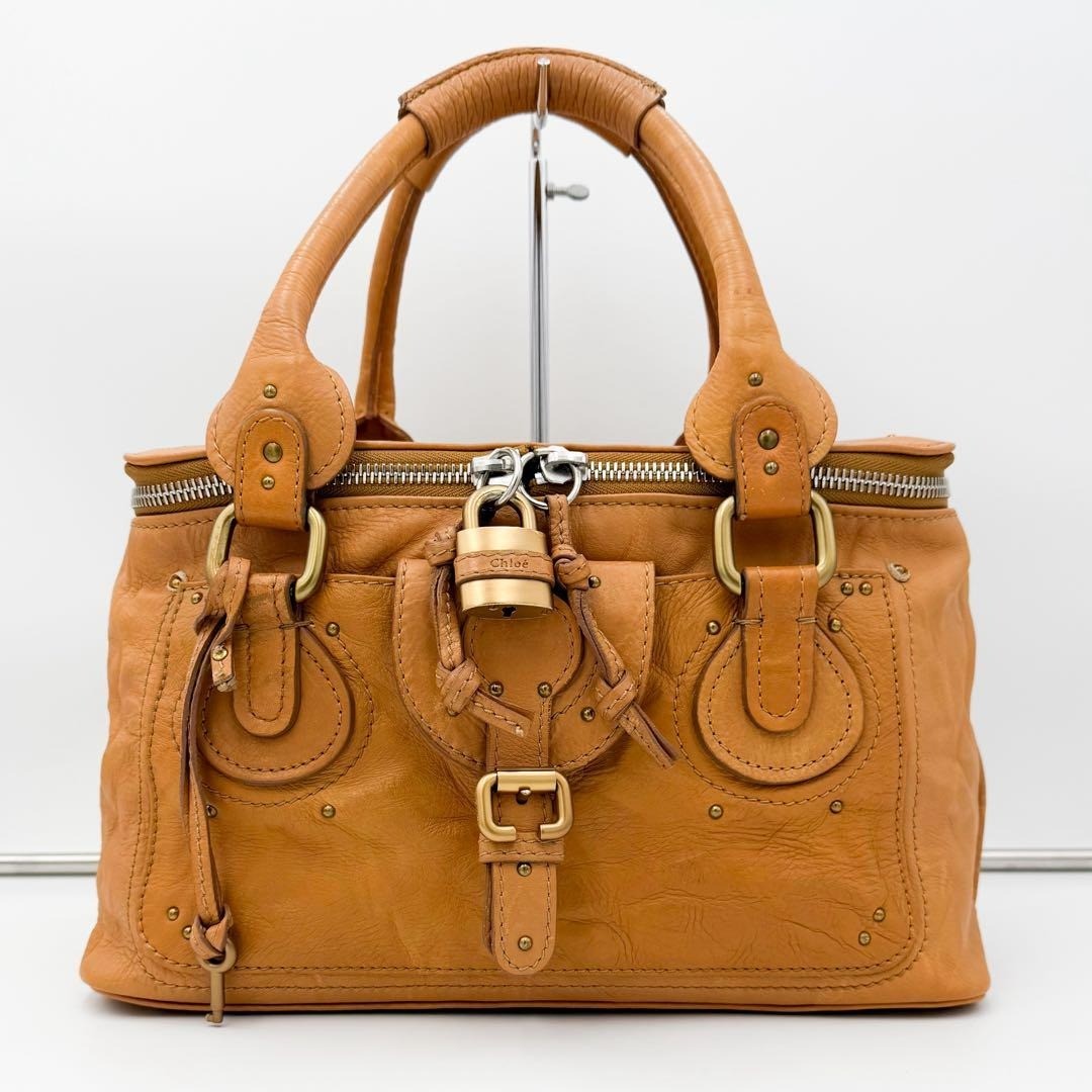Vintage Chloé Paddington Vanity Bags y2k Chloe Paddington Leather Vanity Satchel Handbag Camel Brown