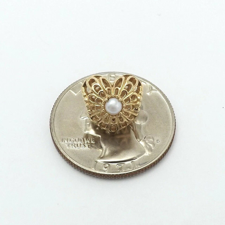 Pandora Oro 14k Vintage Corazón Perla Cuentas Dije Nuevo 750822P Foto 2 de 3