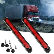 2x 15 LED Red DRL Sealed Truck Trailer Strip Brake Rear Stop Turn Tail Light Bar