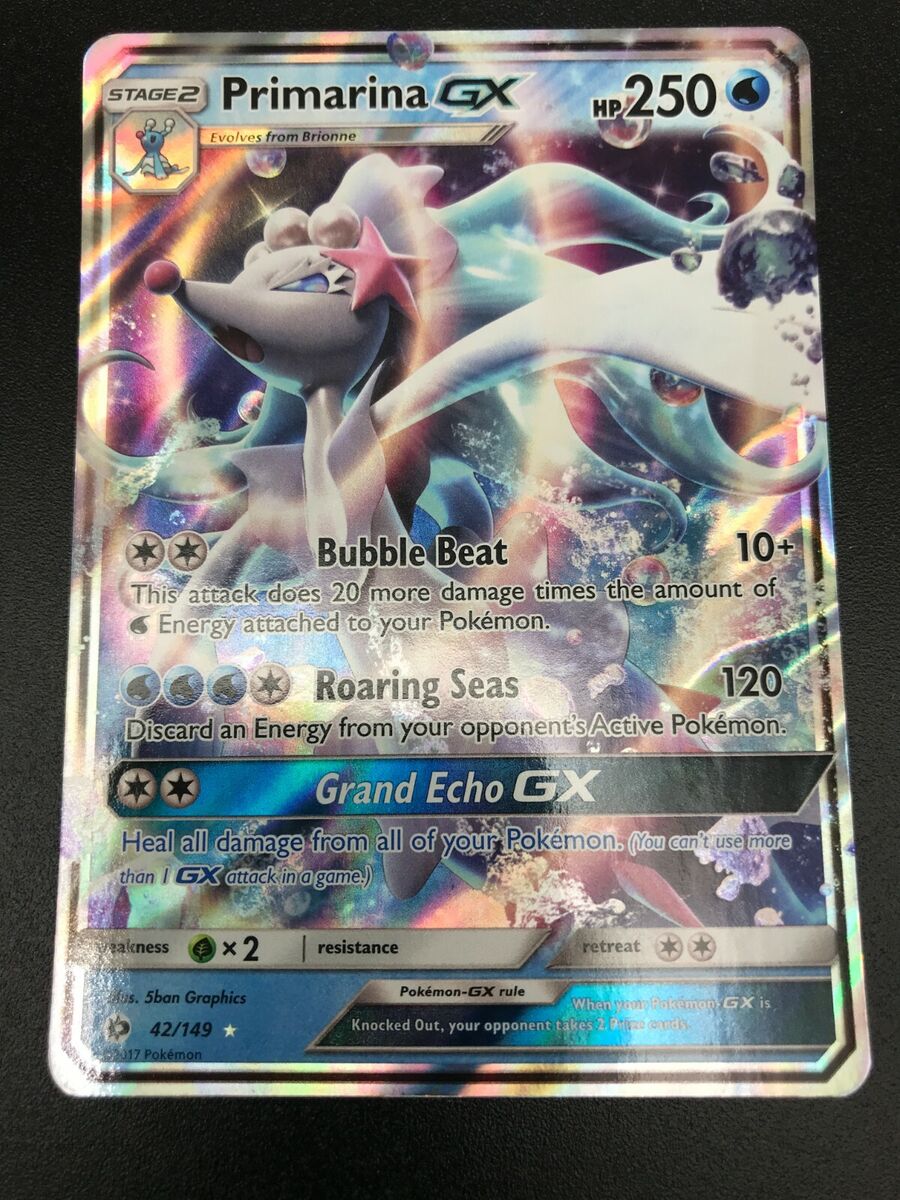 Primarina GX ULTRA RARE 42/149 SM Base Set Pokemon card TCG