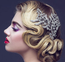 Rhinestone Leaves Hair Comb Elegant Vintage Wedding Bridal Headpiece Accessory