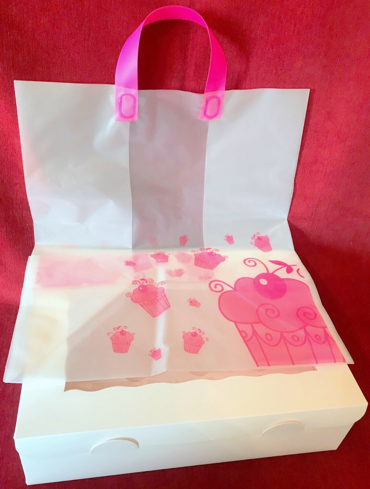 10 Premium Red 4" Deep 12 Cupcake Window Boxes + 2 FREE Cupcake Carrier