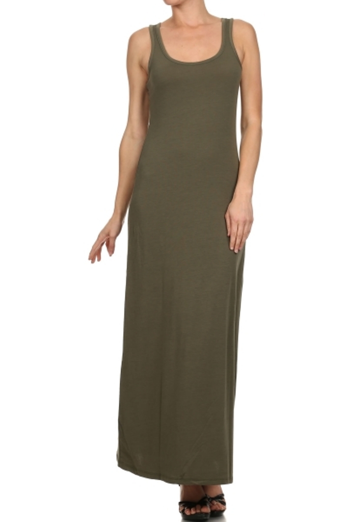 Womens Maxi Sundress Solid Long Form Fitting  Full Length  S M L