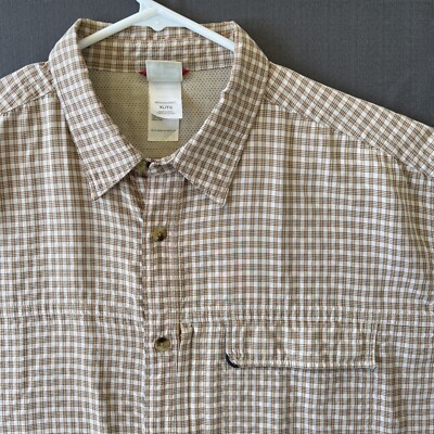 The North Face Shirt Men's Size XL Gray Orange Beige Plaid Check Button Up 0917