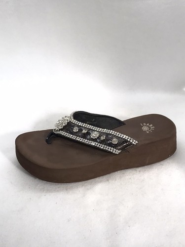 Isabella Brown Platform Rhinestone Flip 