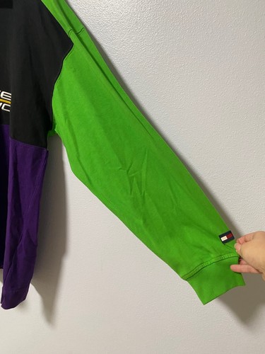 VTG y2k Tommy Hilfiger Athletics long Collared shirt 2xL Joker Green Purple XXL - Picture 15 of 18